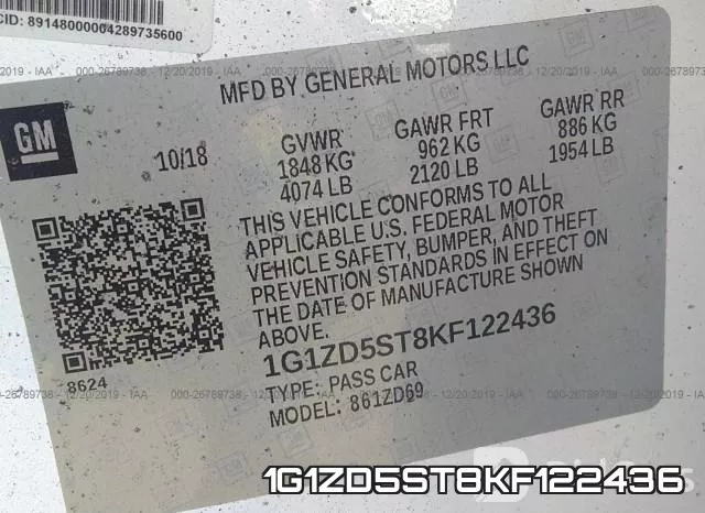 1G1ZD5ST8KF122436 фото 8