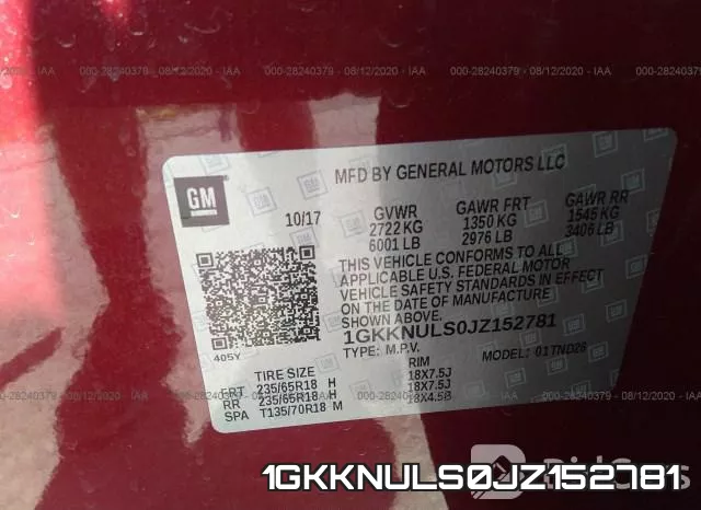 1GKKNULS0JZ152781 фото 10
