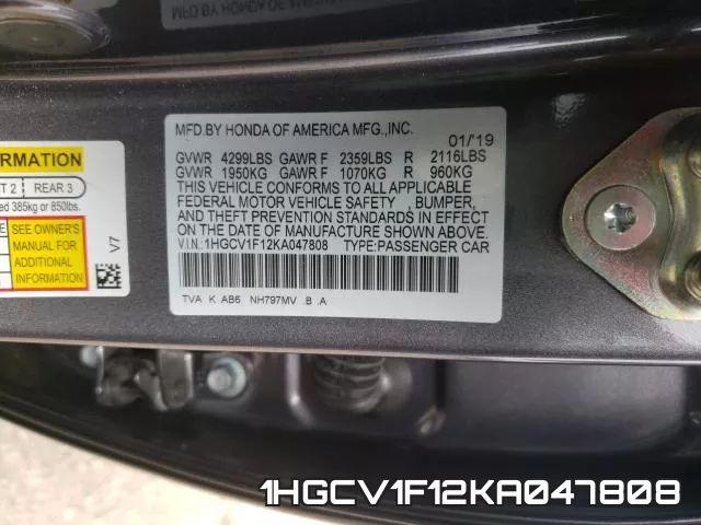 1HGCV1F12KA047808 фото 2