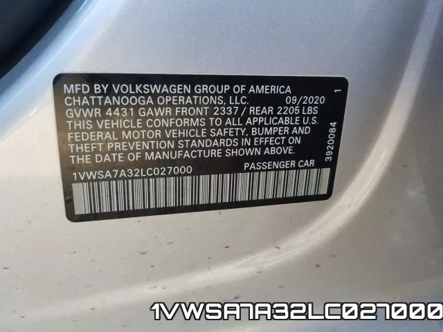 1VWSA7A32LC027000 фото 2
