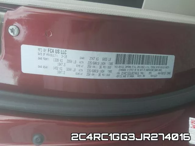 2C4RC1GG3JR274016 фото 2