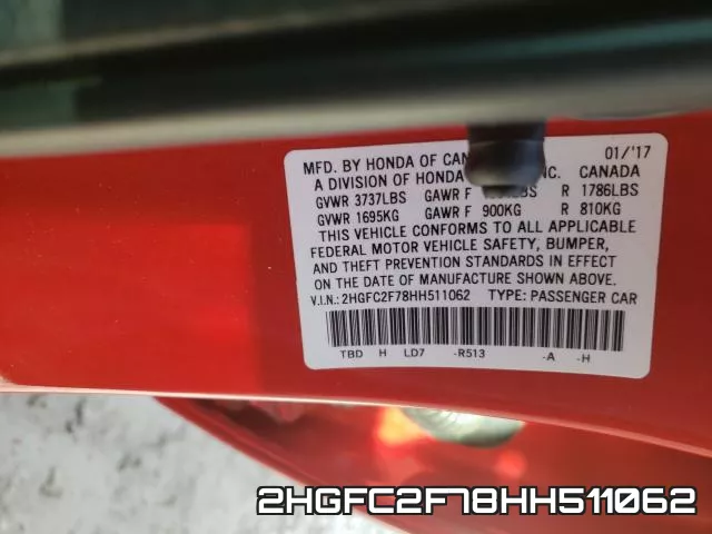 2HGFC2F78HH511062 фото 2
