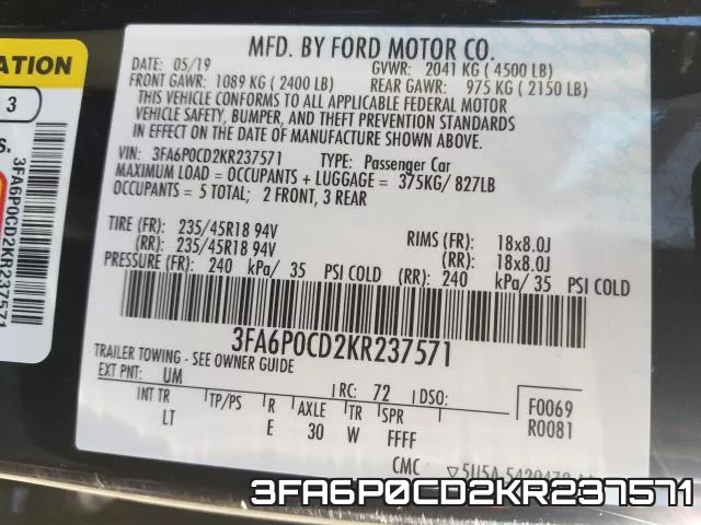 3FA6P0CD2KR237571 фото 2
