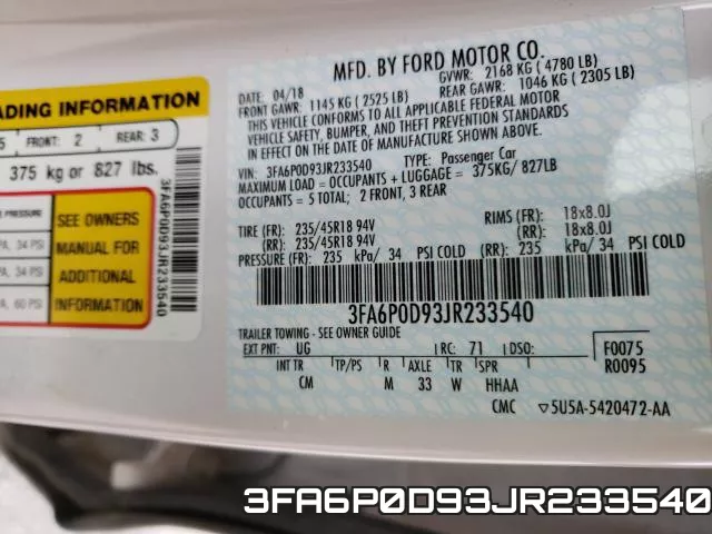 3FA6P0D93JR233540 фото 2