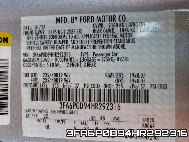 3FA6P0D94HR292316 фото 2