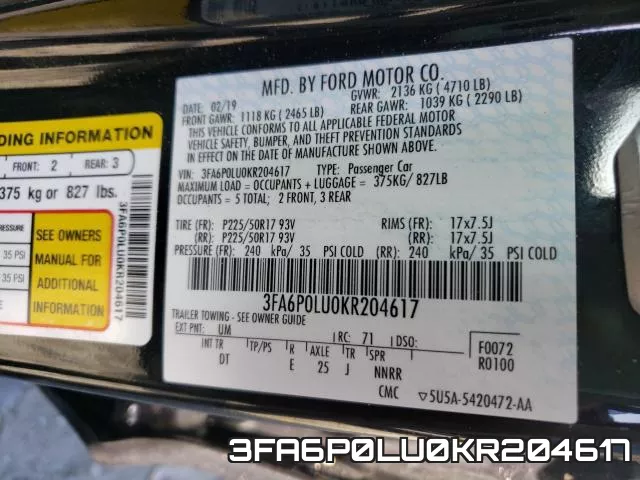 3FA6P0LU0KR204617 фото 2
