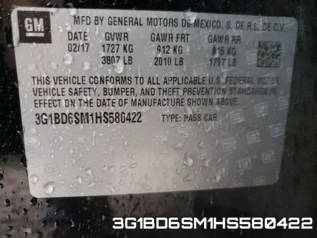 3G1BD6SM1HS580422 фото 2