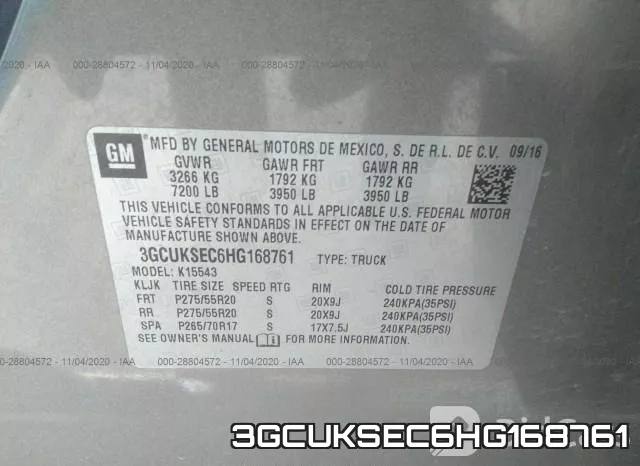 3GCUKSEC6HG168761 фото 10