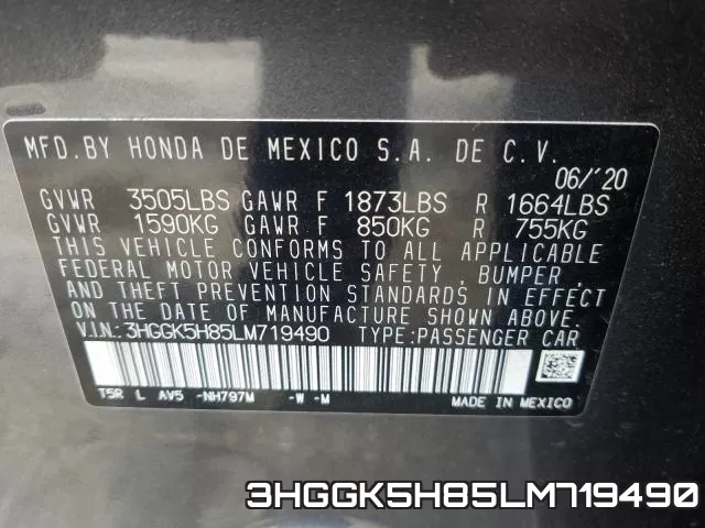 3HGGK5H85LM719490 фото 2