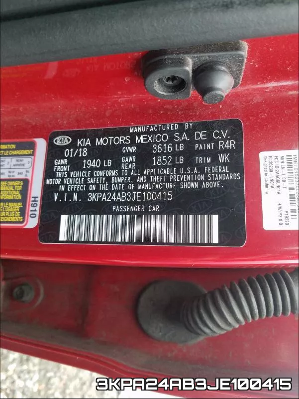 3KPA24AB3JE100415 фото 2