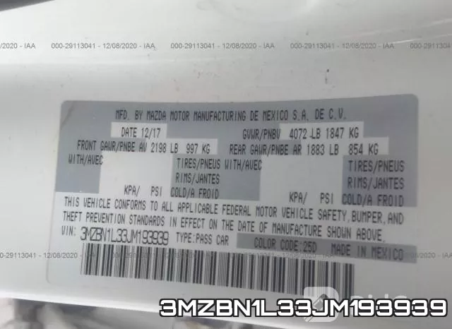 3MZBN1L33JM193939 фото 10