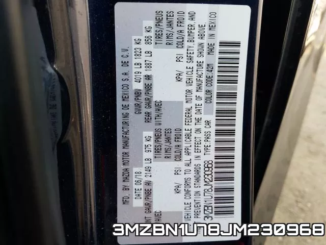 3MZBN1U78JM230968 фото 2