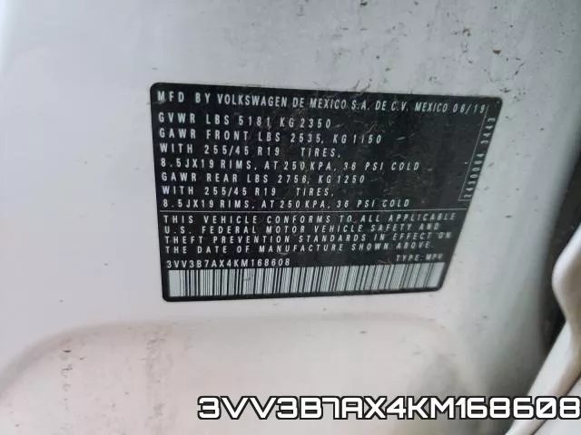 3VV3B7AX4KM168608 фото 2