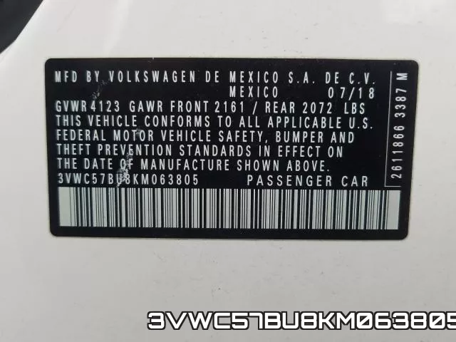 3VWC57BU8KM063805 фото 2