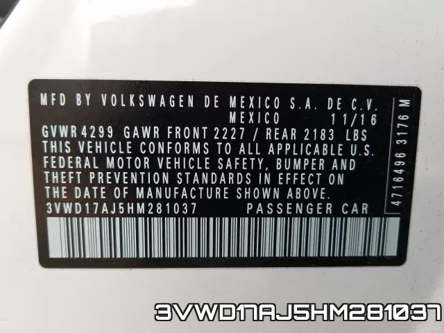 3VWD17AJ5HM281037 фото 2