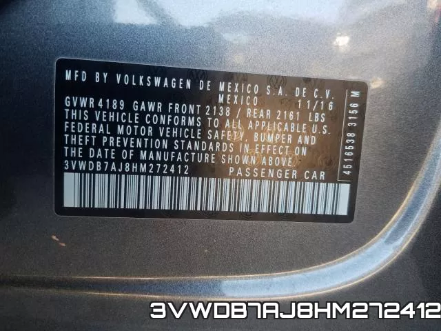 3VWDB7AJ8HM272412 фото 2