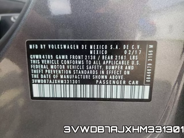 3VWDB7AJXHM331301 фото 2