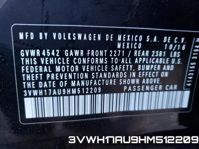 3VWH17AU9HM512209 фото 2