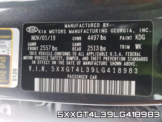 5XXGT4L39LG418983 фото 2