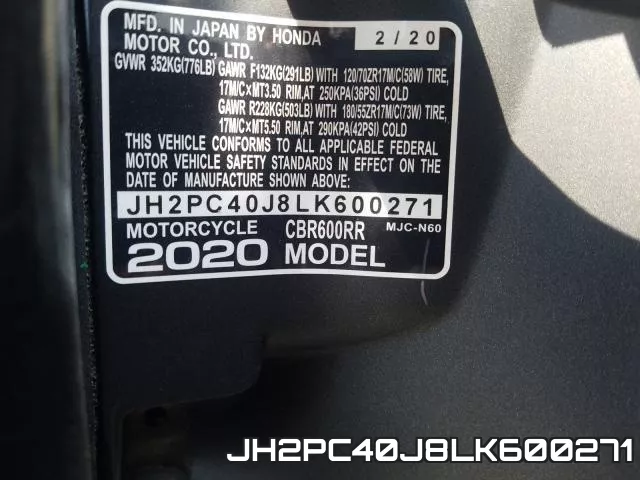 JH2PC40J8LK600271 фото 2