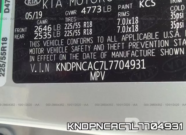 KNDPNCAC7L7704931 фото 10