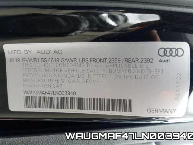 WAUGMAF47LN003940 фото 2