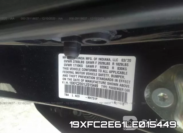 19XFC2E61LE015449 фото 10