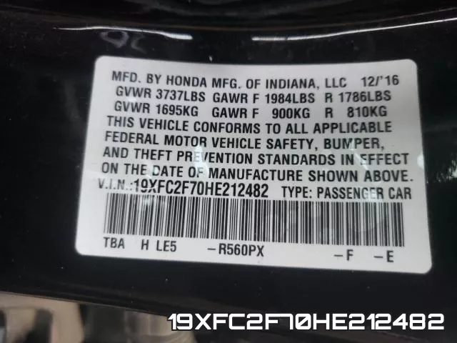 19XFC2F70HE212482 фото 2