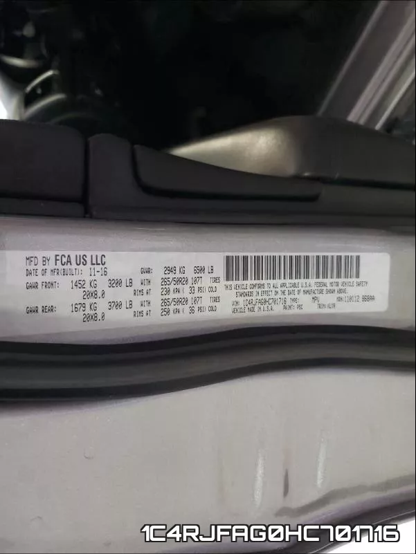 1C4RJFAG0HC701716 фото 2