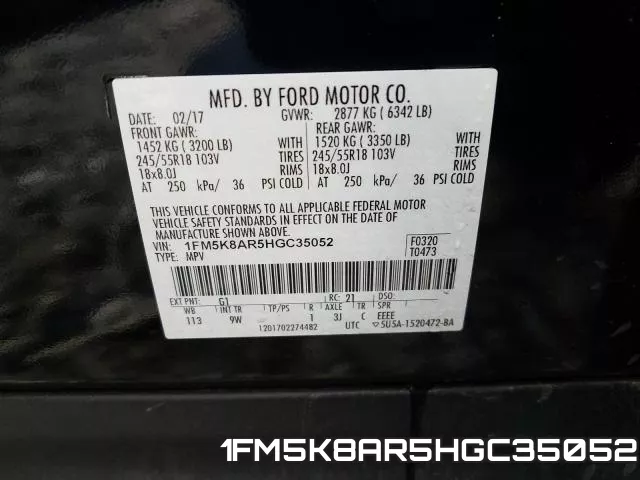 1FM5K8AR5HGC35052 фото 2