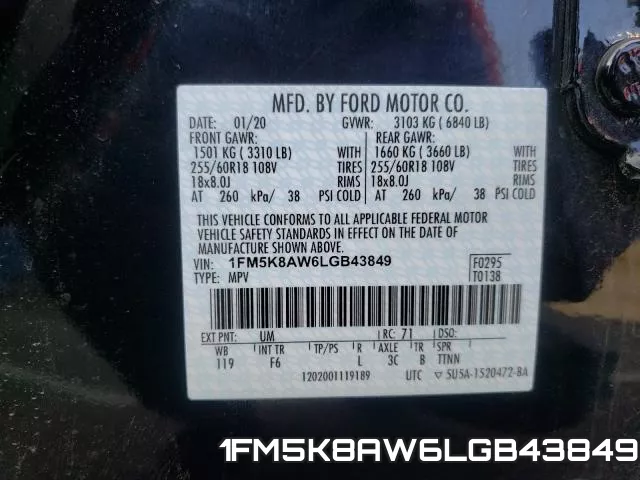 1FM5K8AW6LGB43849 фото 2