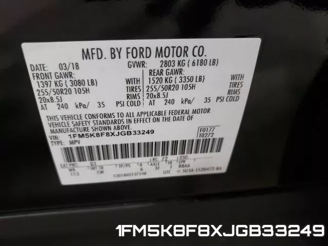 1FM5K8F8XJGB33249 фото 2