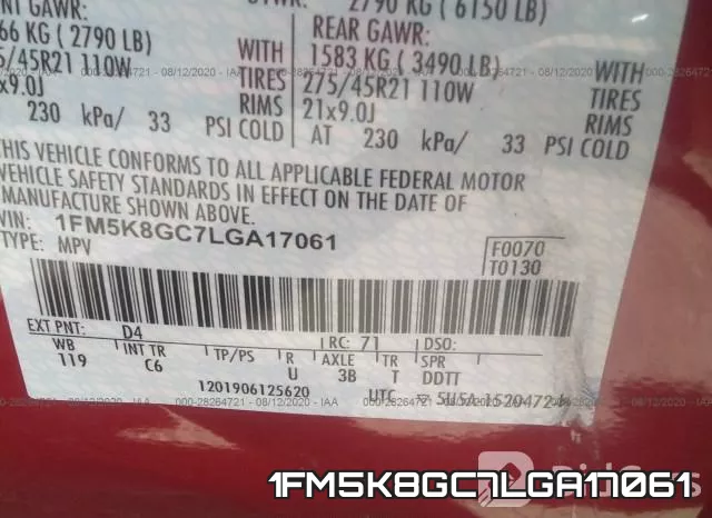 1FM5K8GC7LGA17061 фото 9