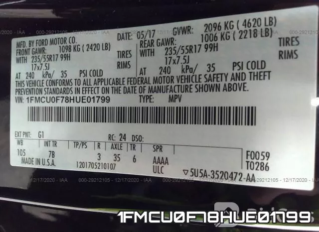1FMCU0F78HUE01799 фото 9