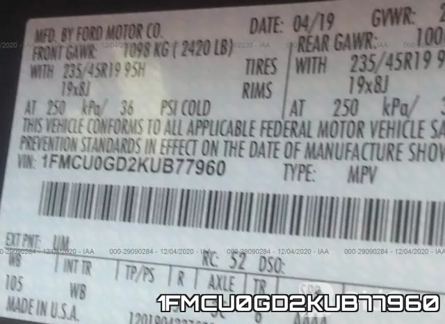 1FMCU0GD2KUB77960 фото 10