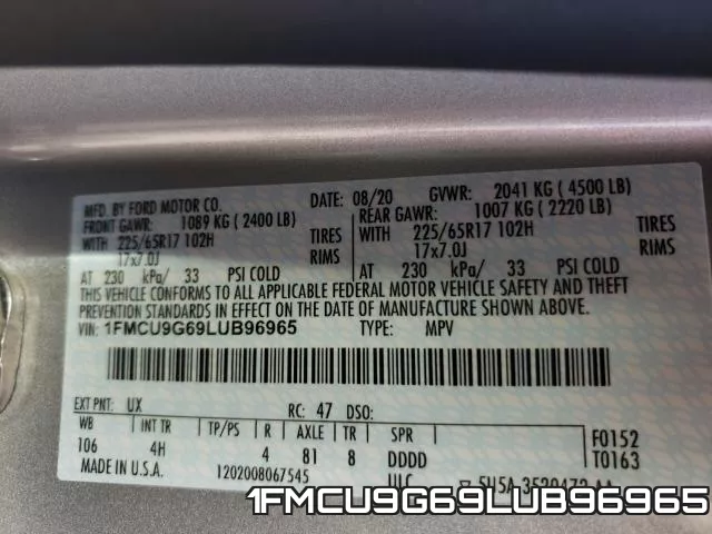 1FMCU9G69LUB96965 фото 2