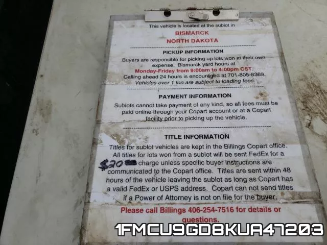 1FMCU9GD8KUA47203 фото 10