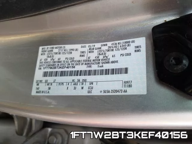 1FT7W2BT3KEF40156 фото 2