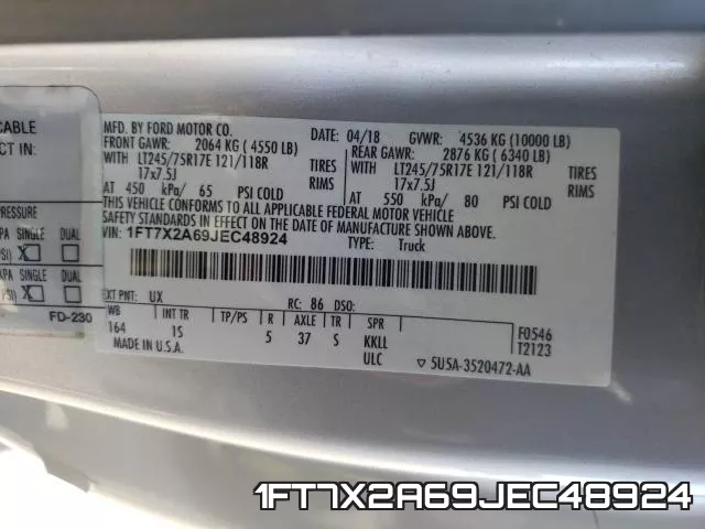 1FT7X2A69JEC48924 фото 2