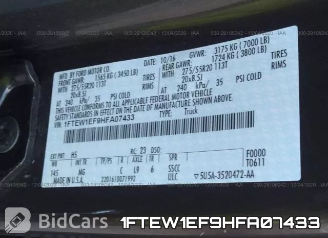1FTEW1EF9HFA07433 фото 10