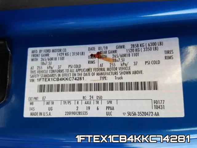 1FTEX1CB4KKC74281 фото 2