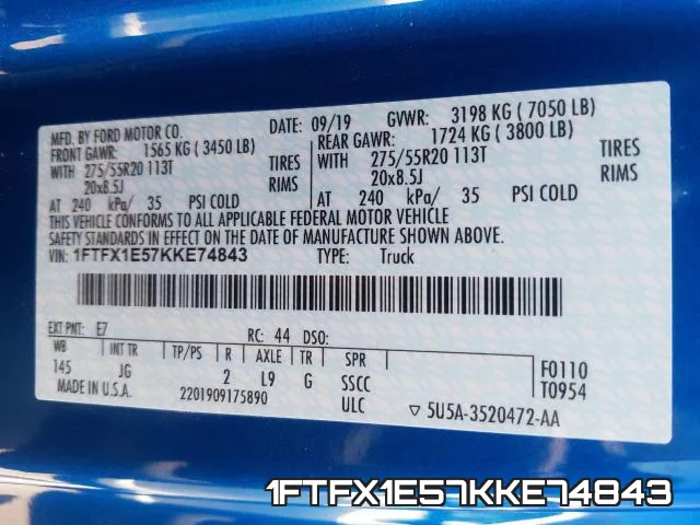 1FTFX1E57KKE74843 фото 2