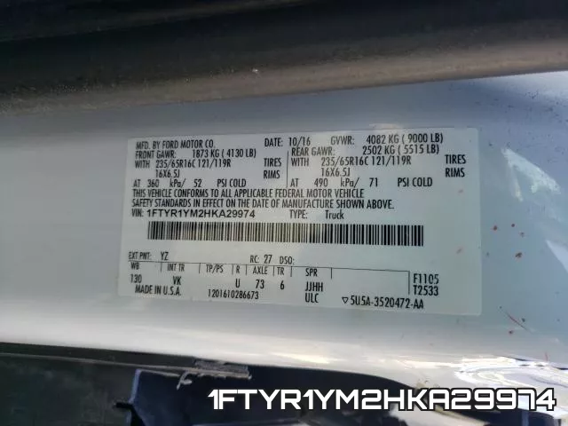 1FTYR1YM2HKA29974 фото 2