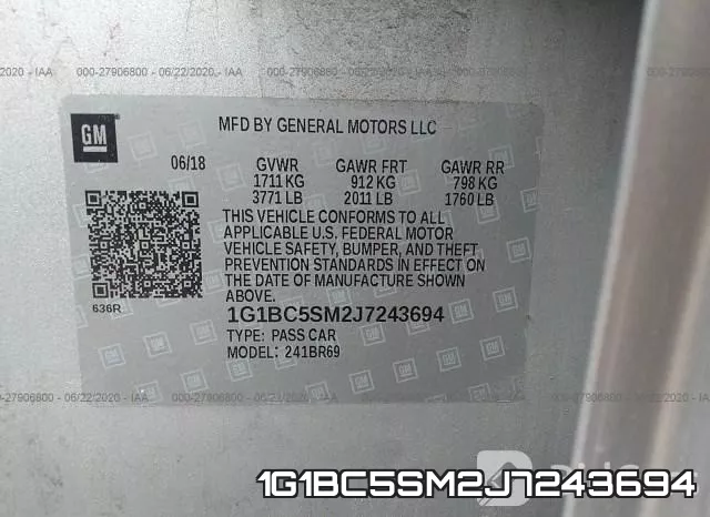1G1BC5SM2J7243694 фото 9