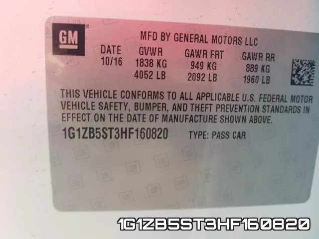1G1ZB5ST3HF160820 фото 2