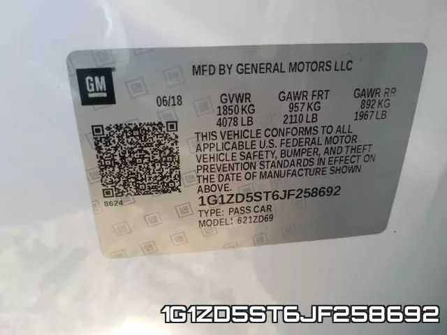 1G1ZD5ST6JF258692 фото 2