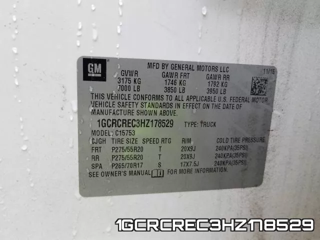 1GCRCREC3HZ178529 фото 2