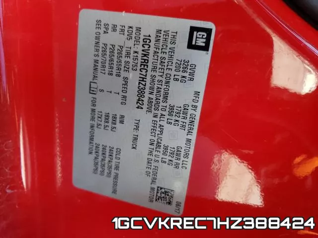 1GCVKREC7HZ388424 фото 2