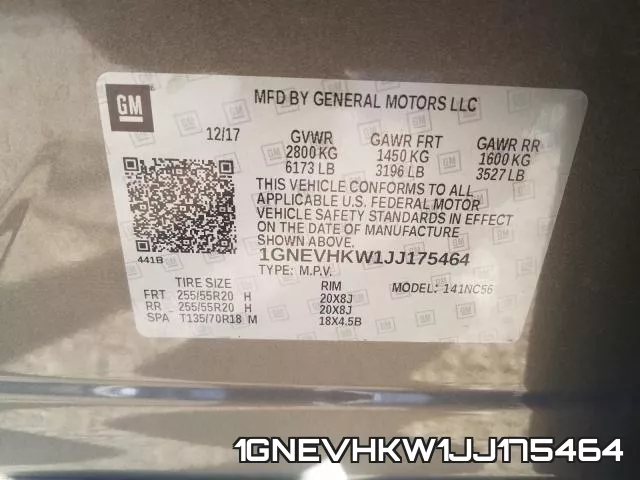 1GNEVHKW1JJ175464 фото 2