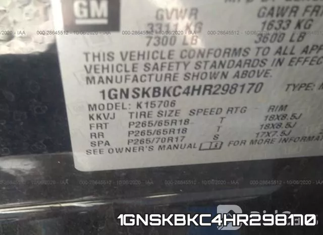 1GNSKBKC4HR298170 фото 10